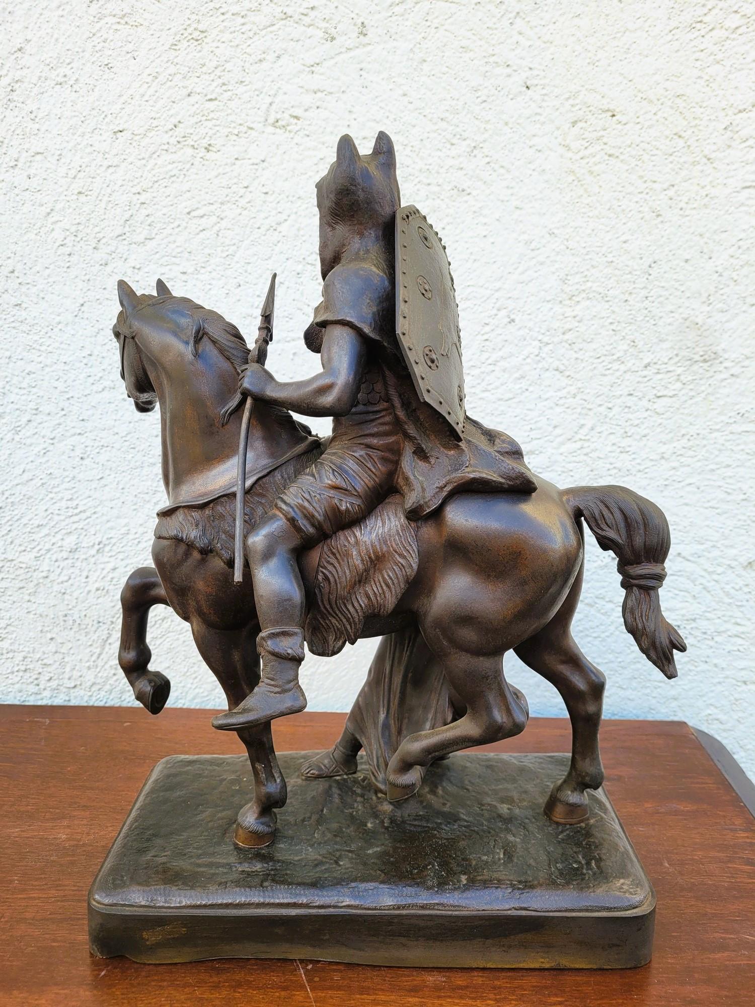 Gaulish Chef On Horseback In Bronze, 19th Century For Sale 5
