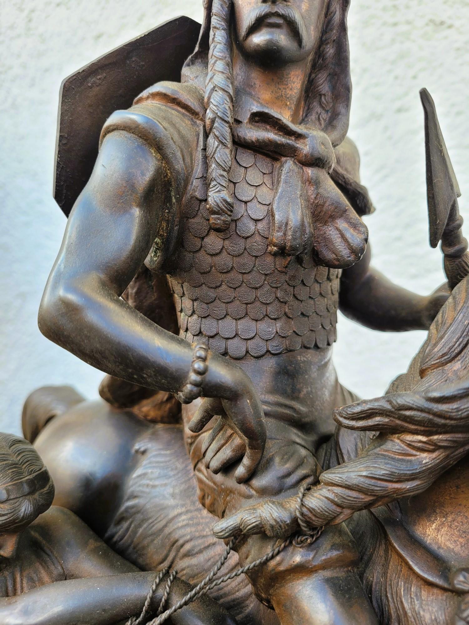 Gaulish Chef On Horseback In Bronze, 19th Century For Sale 5
