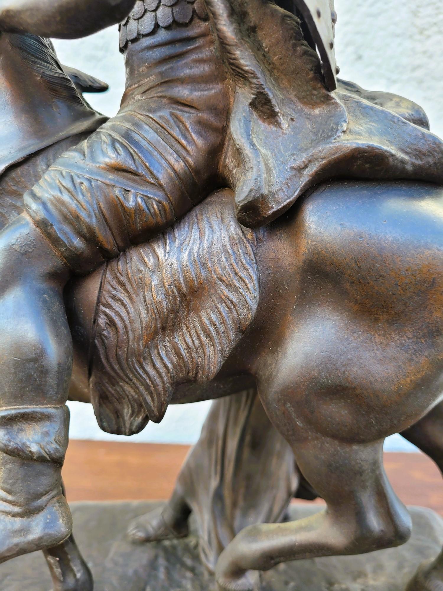 Gaulish Chef On Horseback In Bronze, 19th Century For Sale 6