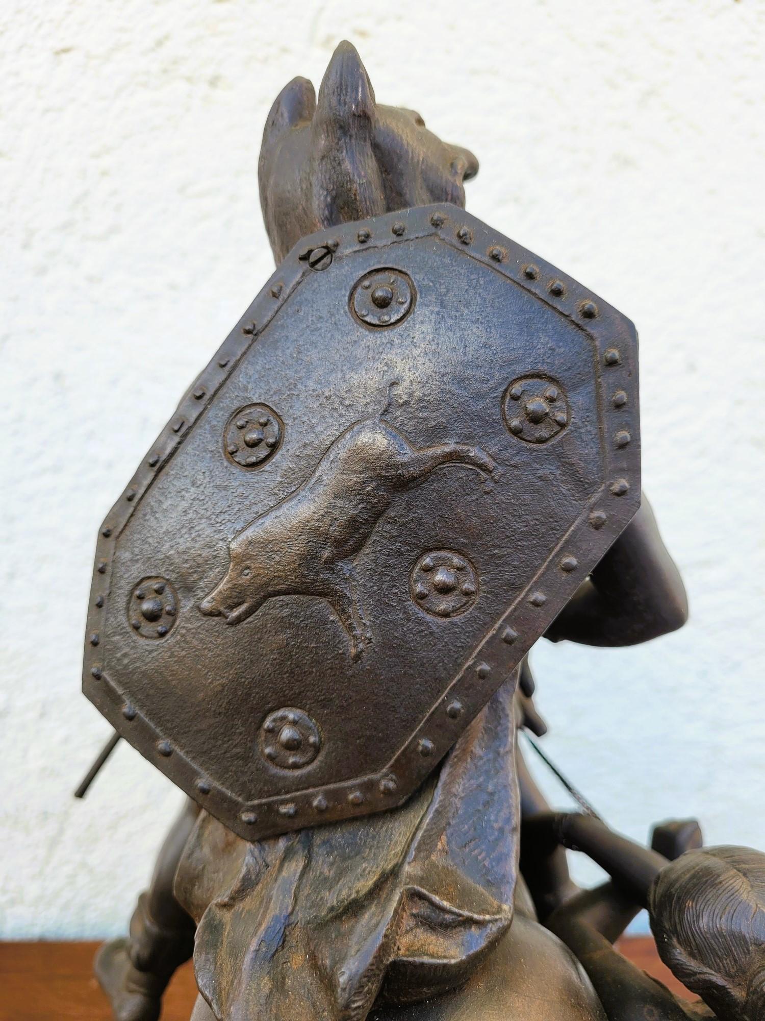 Gaulish Chef On Horseback In Bronze, 19th Century For Sale 9