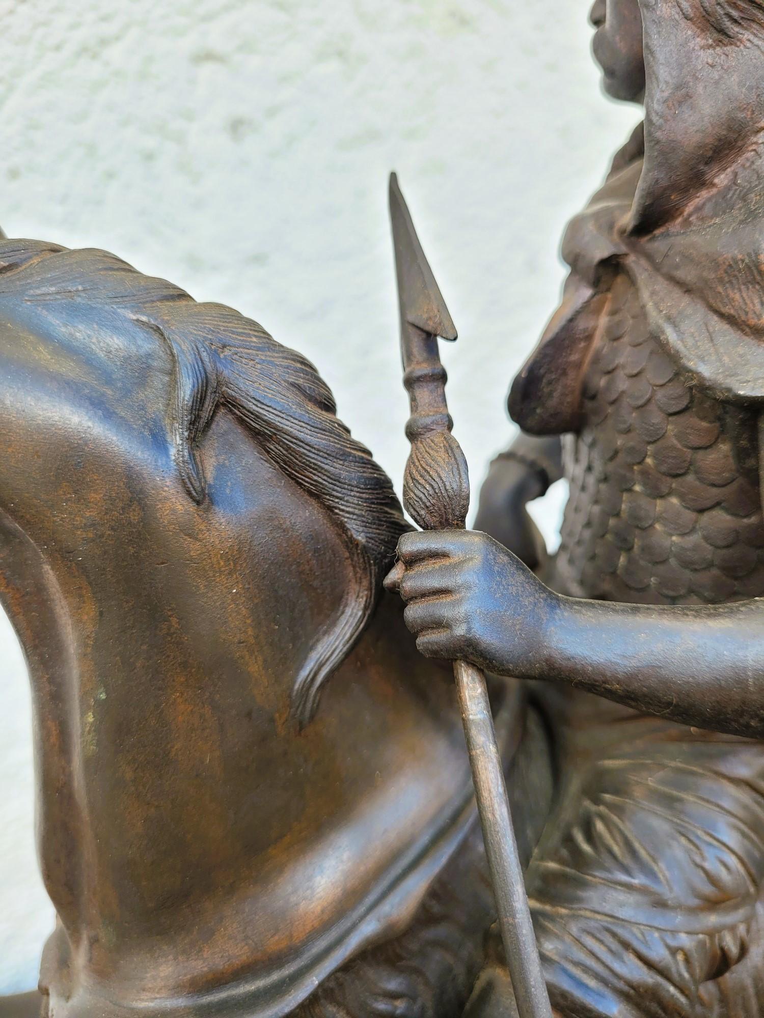 Gaulish Chef On Horseback In Bronze, 19th Century For Sale 10