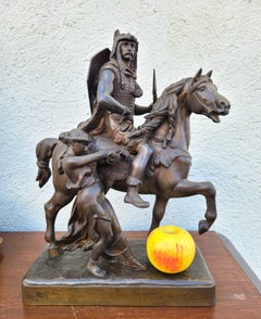 Gaulish Chef On Horseback In Bronze, 19th Century