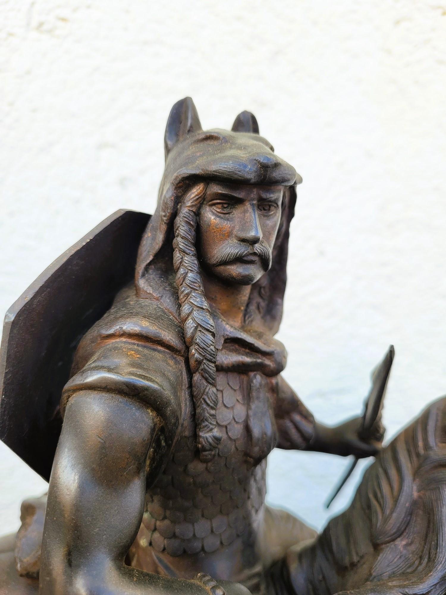 Napoleon III Gaulish Chef On Horseback In Bronze, 19th Century For Sale