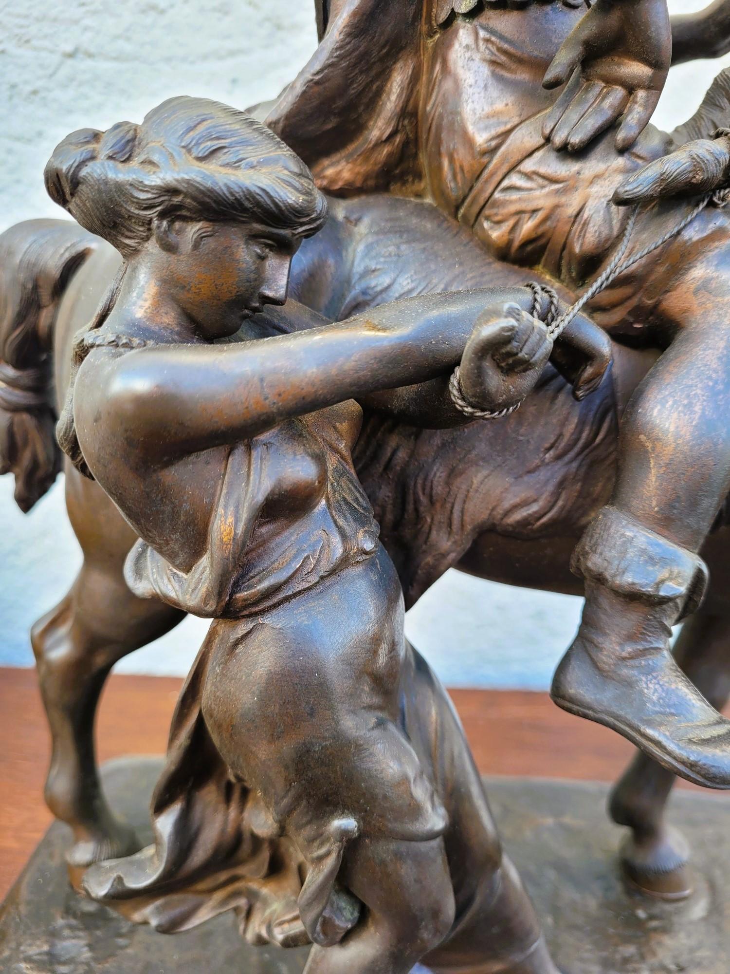 European Gaulish Chef On Horseback In Bronze, 19th Century For Sale