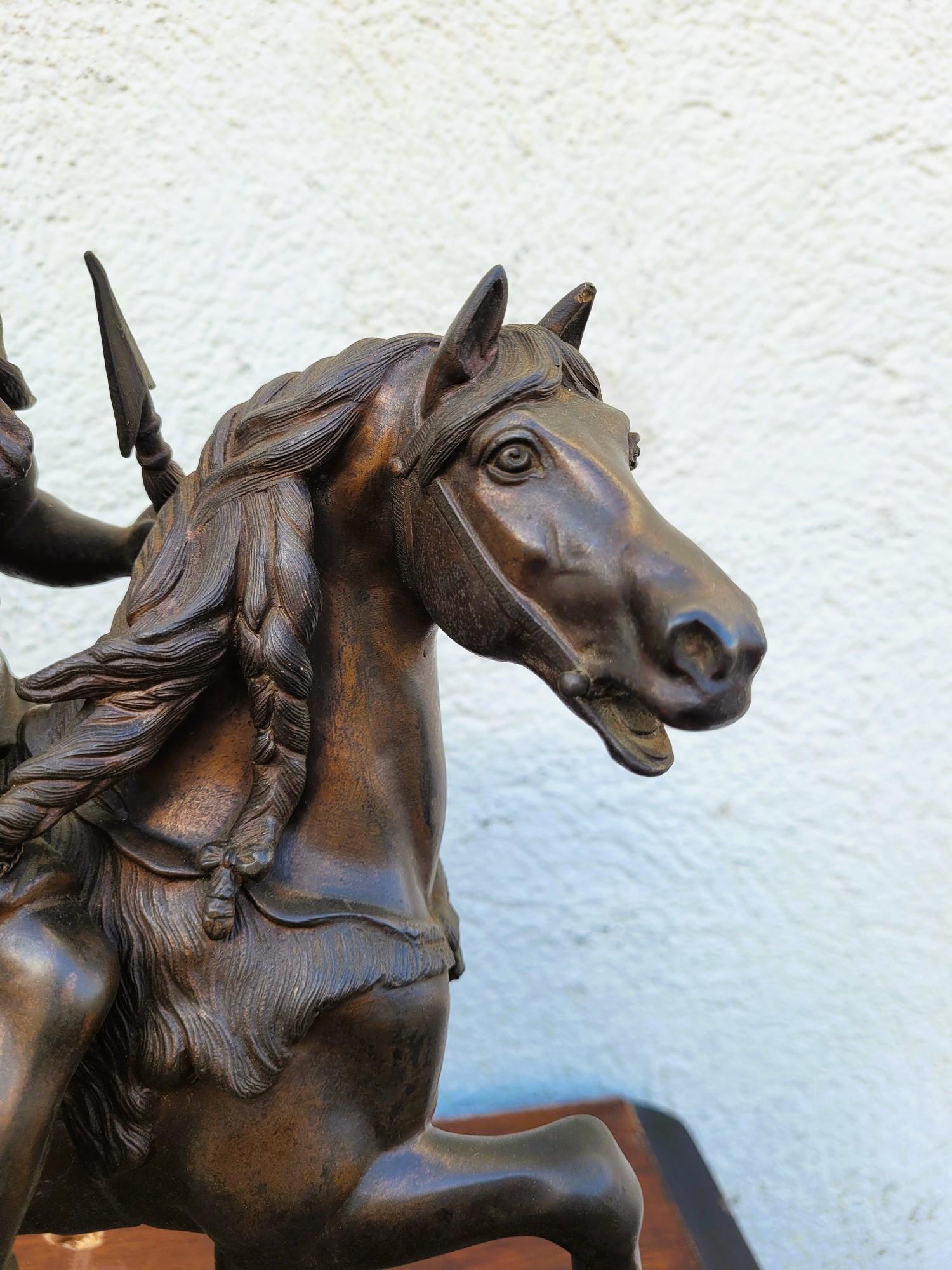 European Gaulish Chef On Horseback In Bronze, 19th Century For Sale
