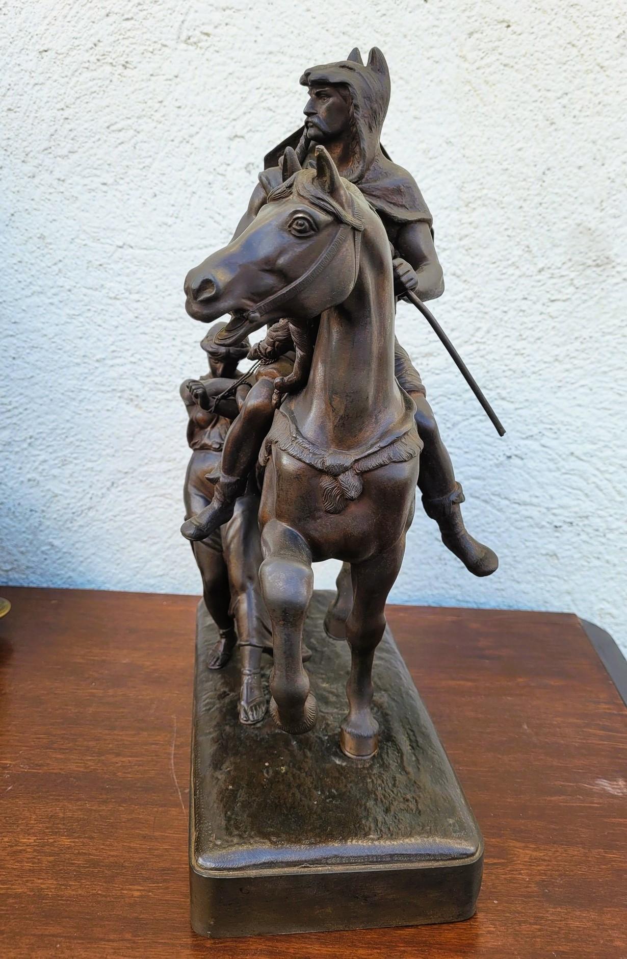 Gaulish Chef On Horseback In Bronze, 19th Century For Sale 3