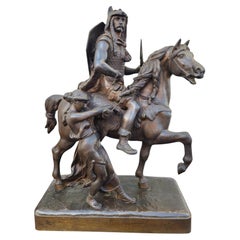 Gaulish Chef On Horseback In Bronze, 19th Century