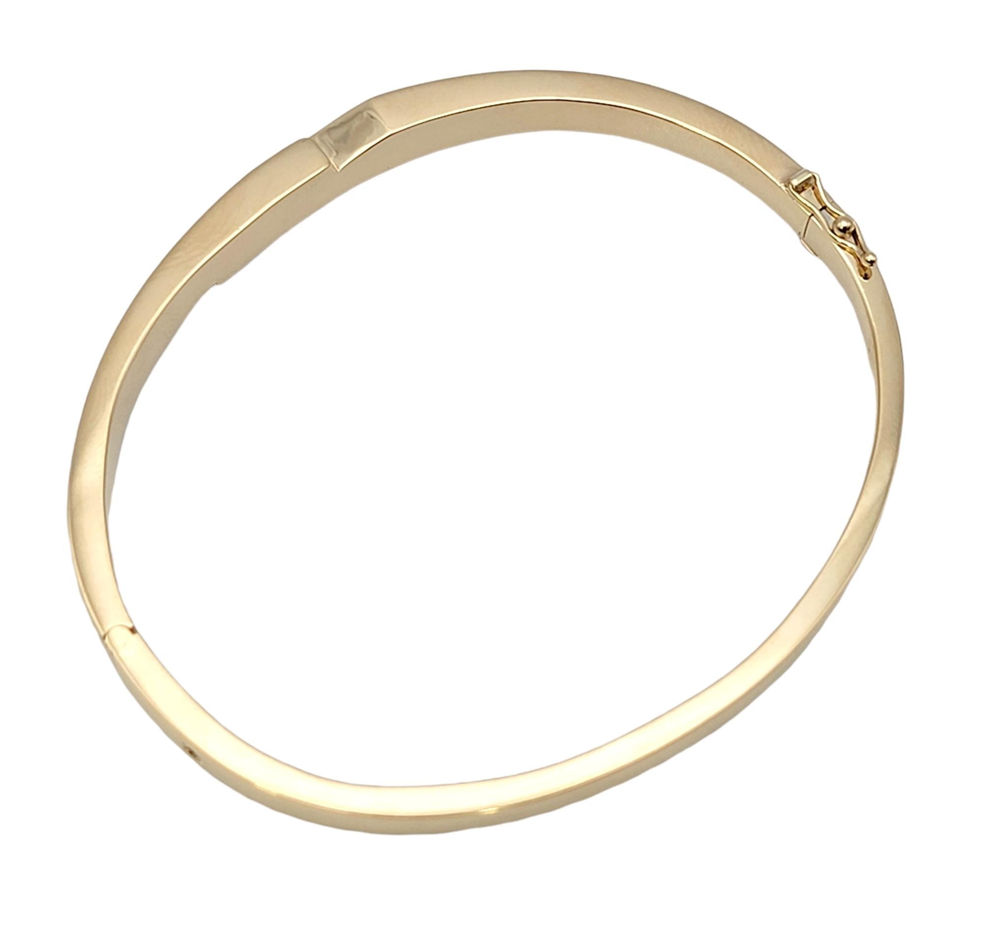 Gaulthier Brushed and Polished 14 Karat Gold Crossover Bangle with Diamonds For Sale 1