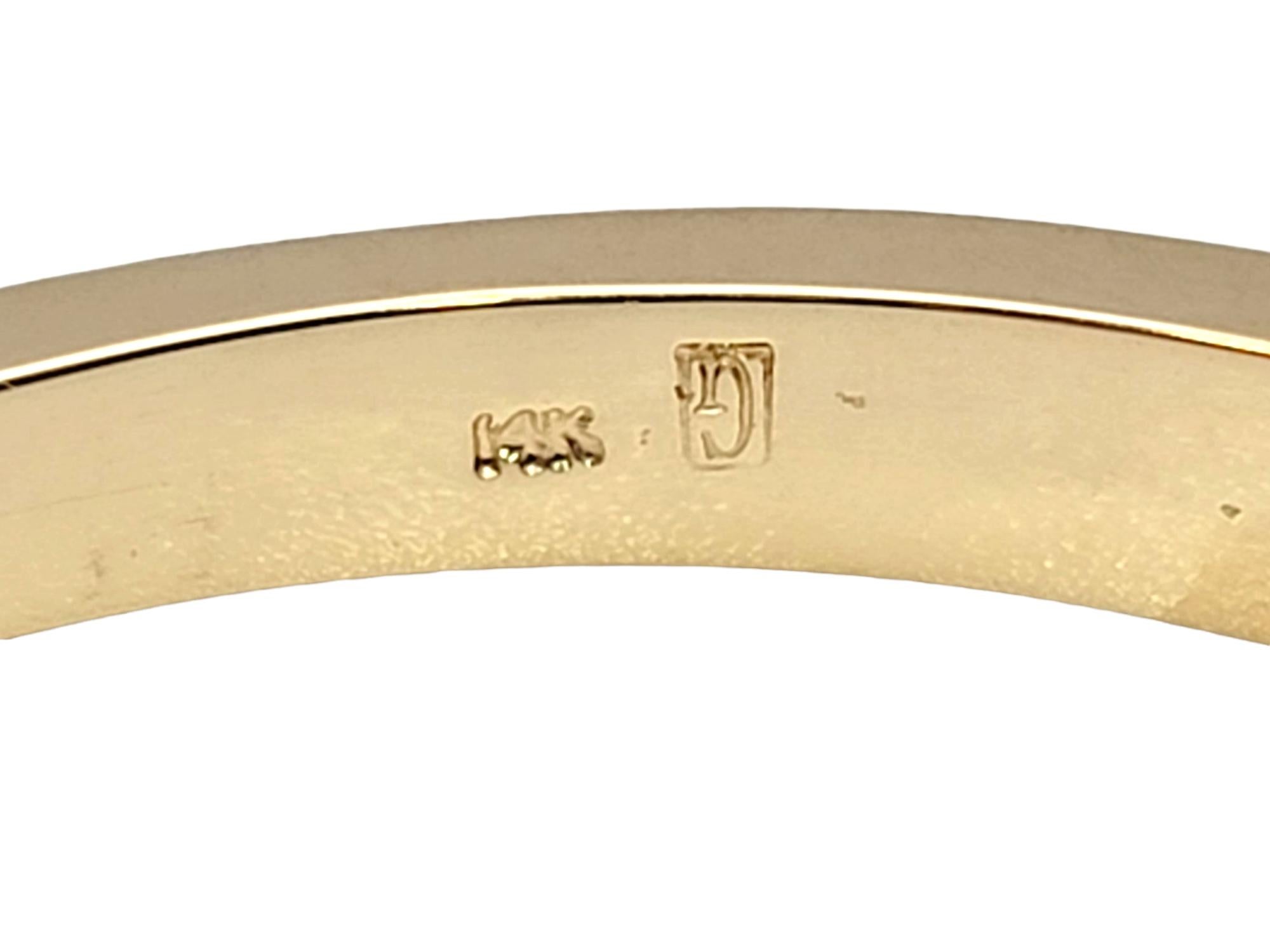 Gaulthier Brushed and Polished 14 Karat Gold Crossover Bangle with Diamonds For Sale 3