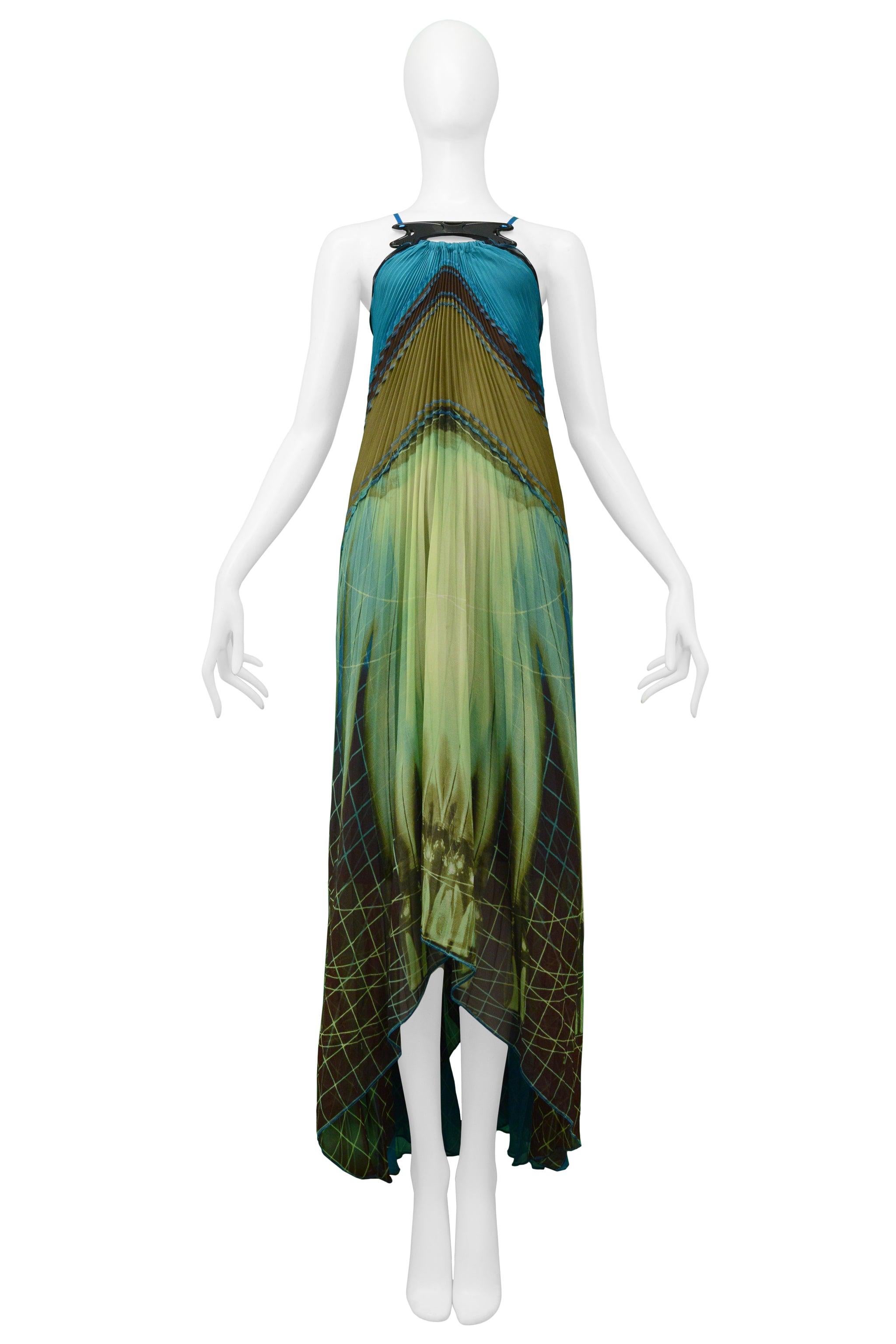 Resurrection Vintage is excited to offer a vintage Jean Paul Gaultier halter dress featuring a futuristic abstract print, pleated body, acrylic collar, and satin ribbons.

Jean Paul Gaultier
Size FR 36
100% Silk 
Excellent Vintage
