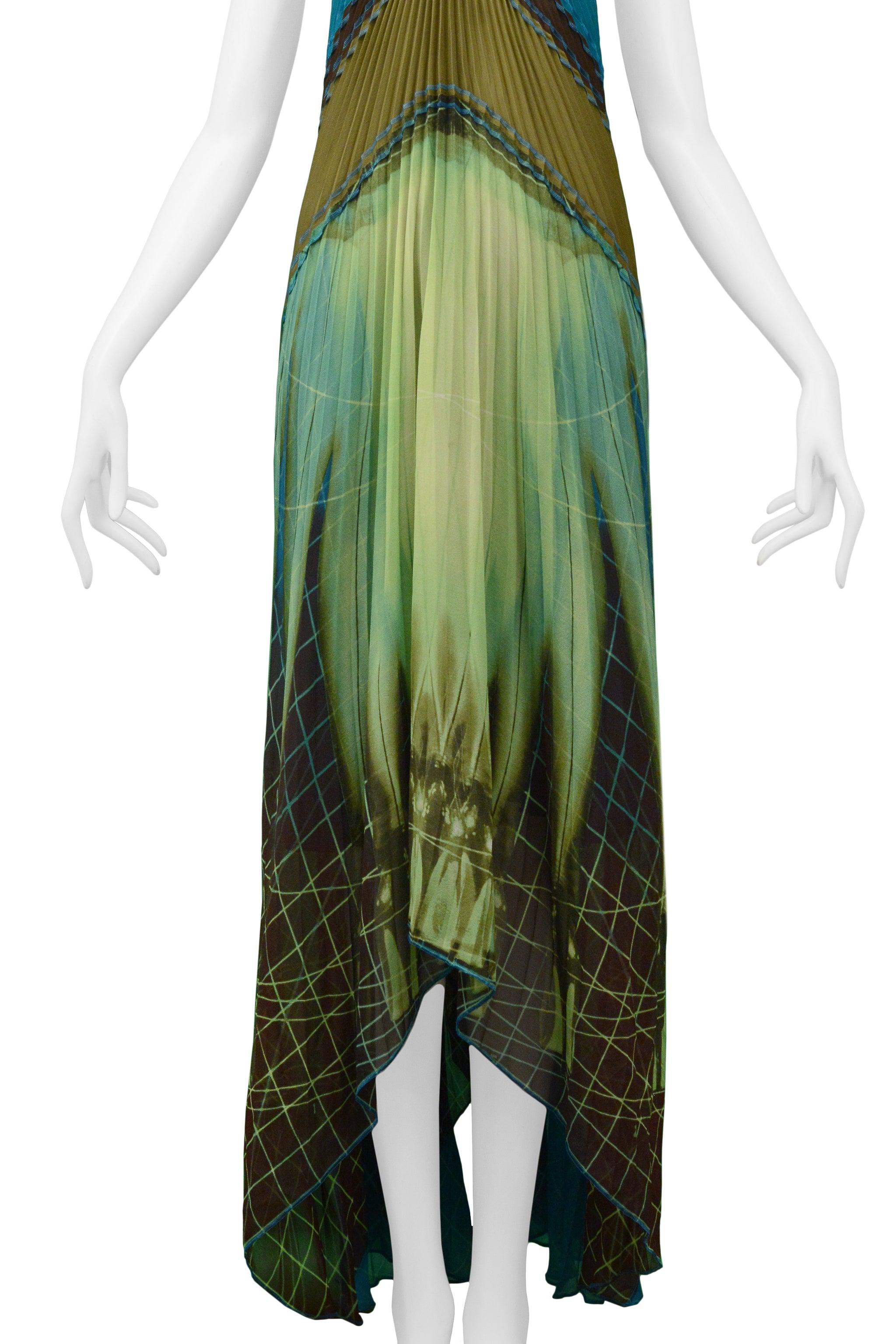 Gaultier 2005 Futuristic Pleated Halter Gown With Acrylic Collar In Excellent Condition In Los Angeles, CA