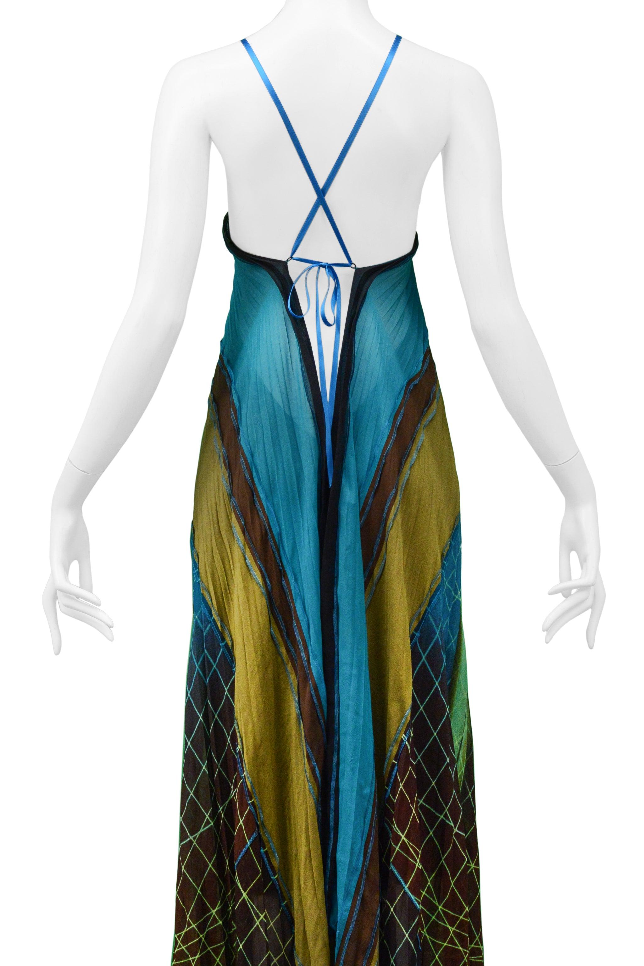 Gaultier 2005 Futuristic Pleated Halter Gown With Acrylic Collar 2