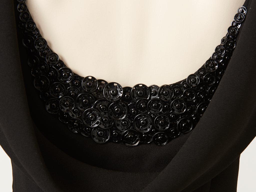 Women's Gaultier Black Cocktail Dress w/ Metal Snaps Embellishment For Sale