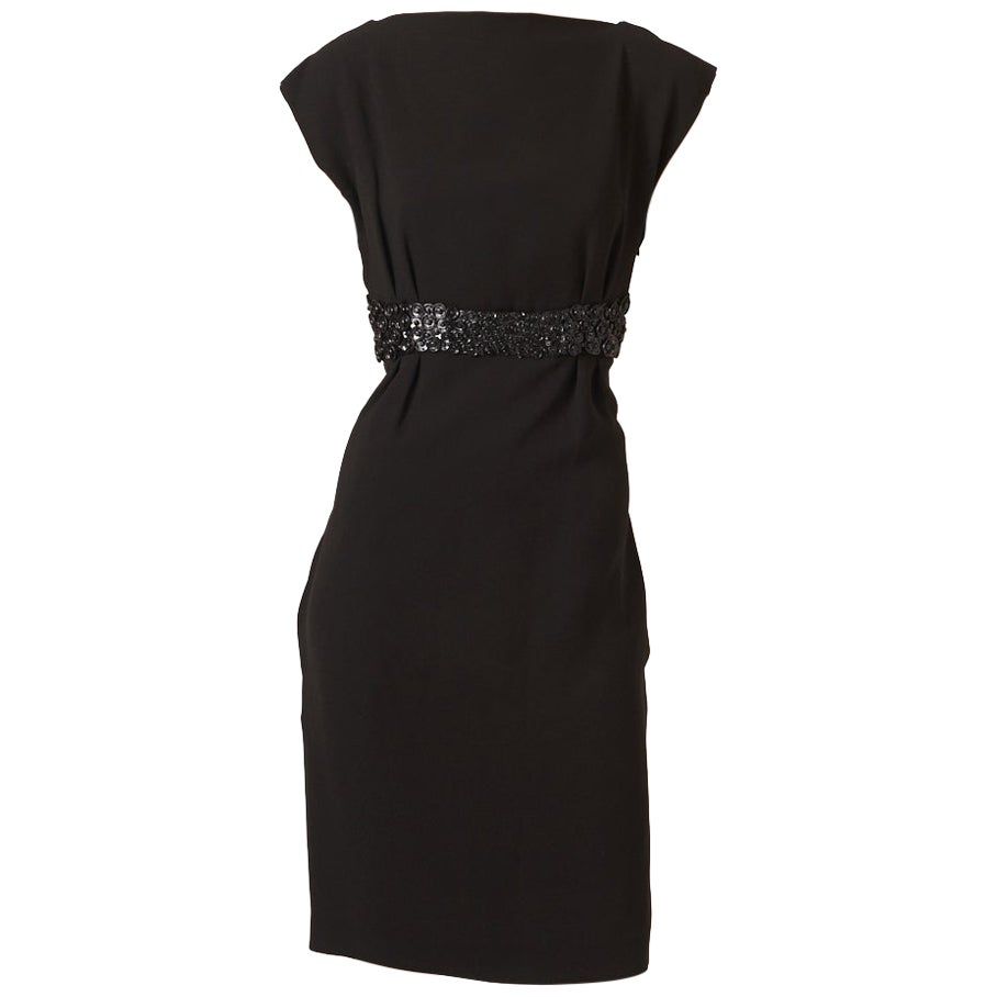 Gaultier - Robe de cocktail noire avec boutons-pression en métal