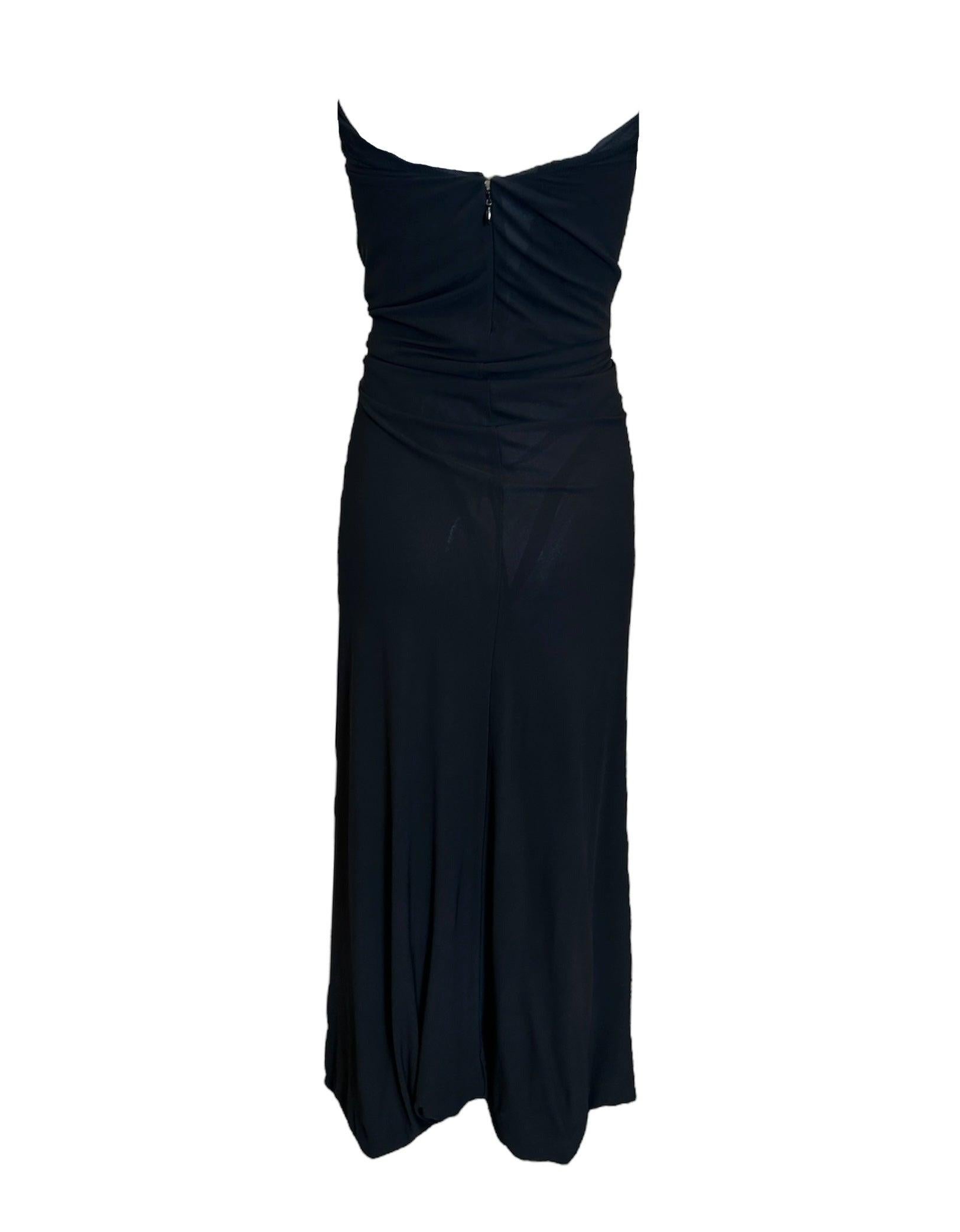 Vestido Gaultier FEMME de seda con trenza delantera fruncida Negro en venta