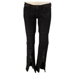 Vintage GAULTIER JEANS Size 29 Black Cotton Polyester Wide-Leg Low Rise Jeans