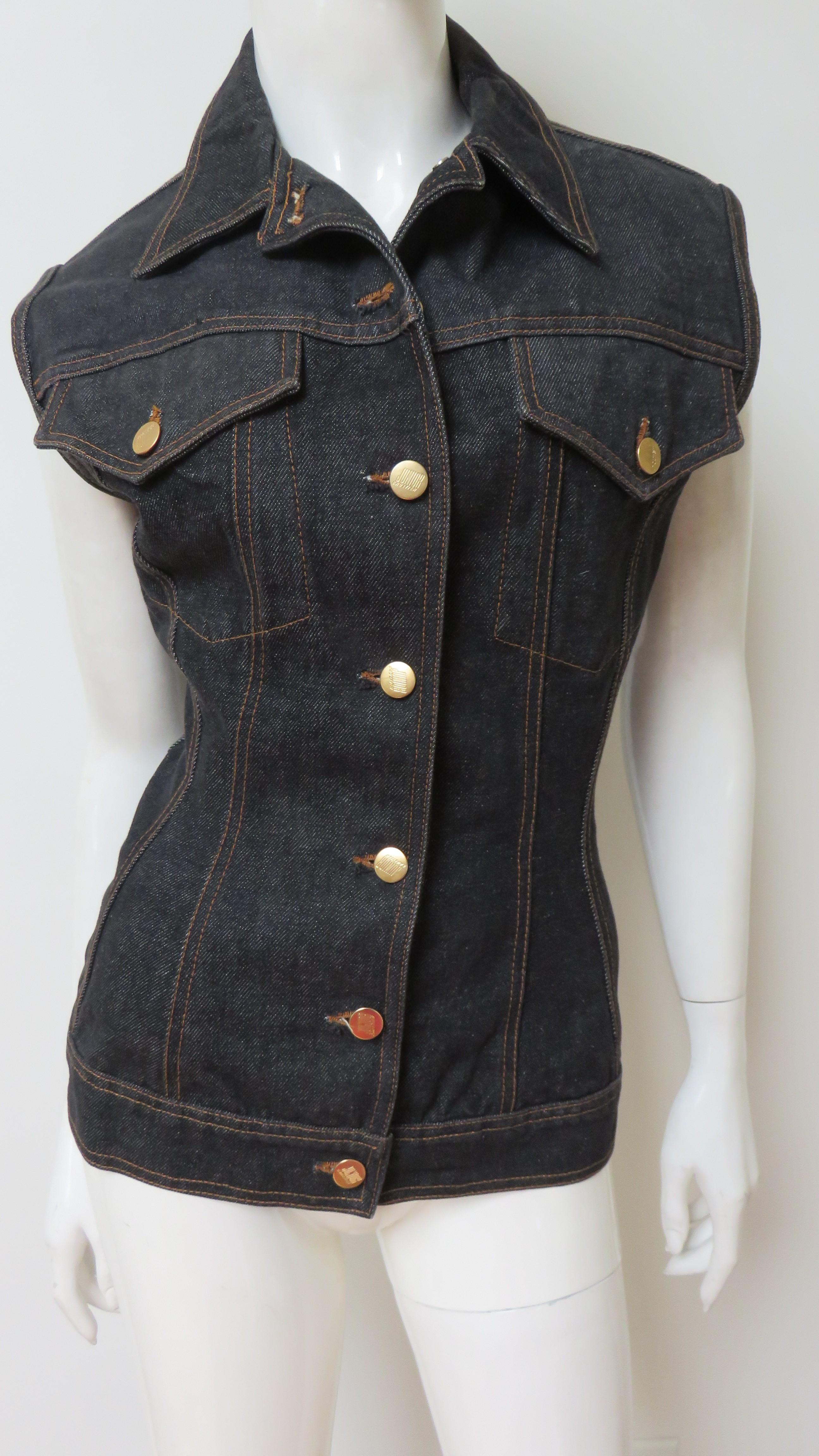Nero Gaultier Jeans, giacca in denim con lacci e laccetti in vendita