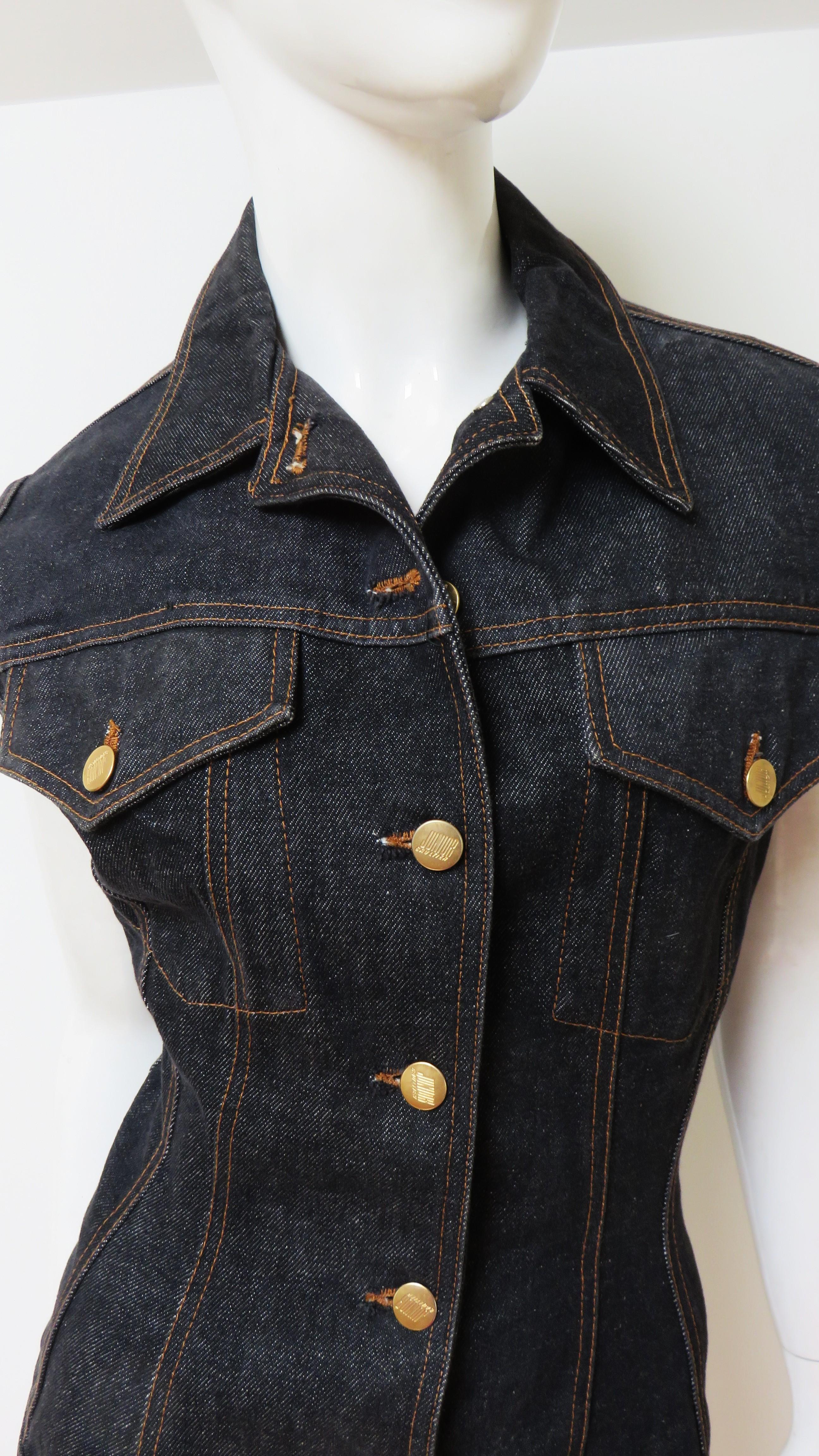 Gaultier Jeans, giacca in denim con lacci e laccetti In condizioni buone in vendita a Water Mill, NY