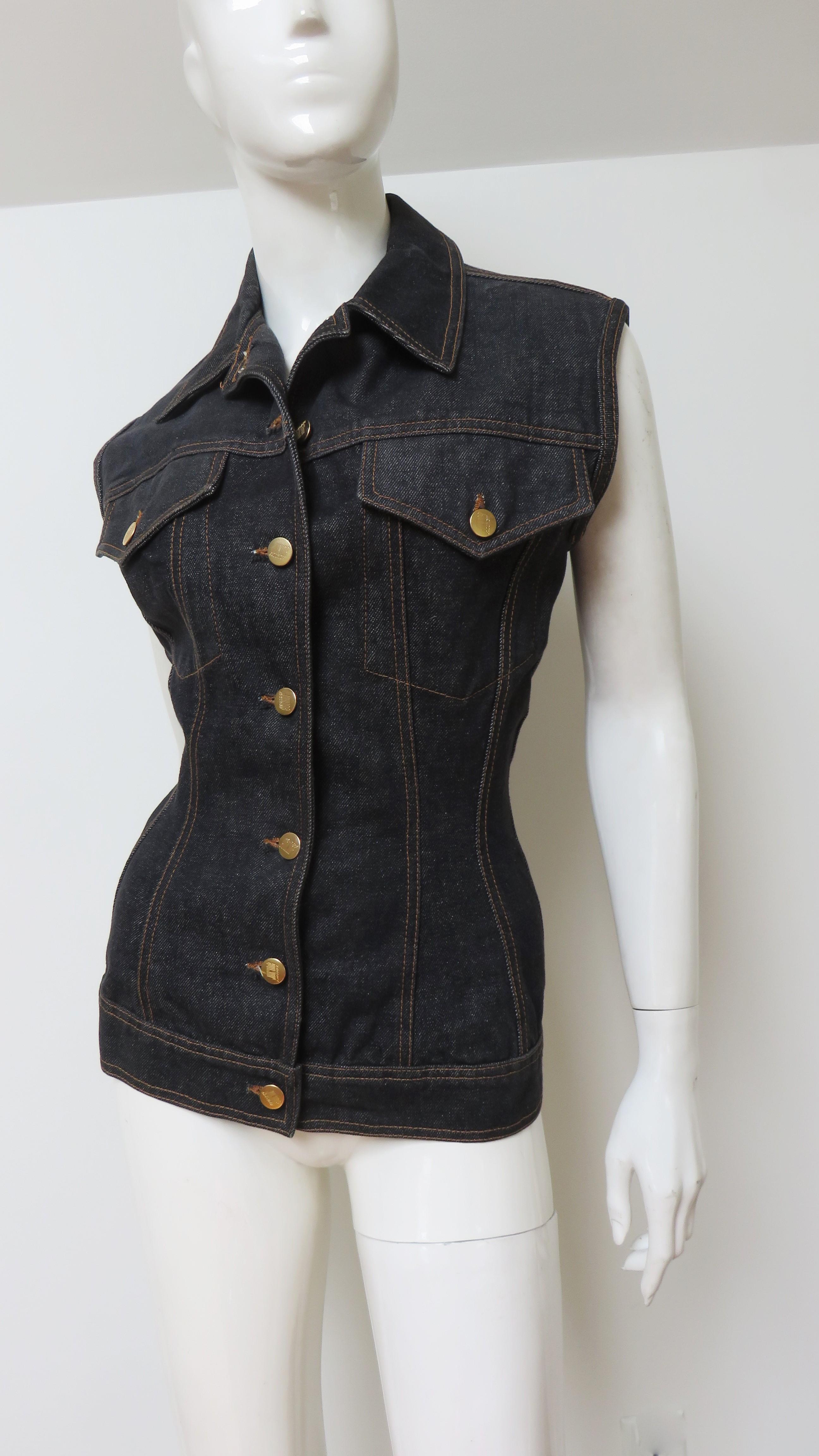 Donna Gaultier Jeans, giacca in denim con lacci e laccetti in vendita