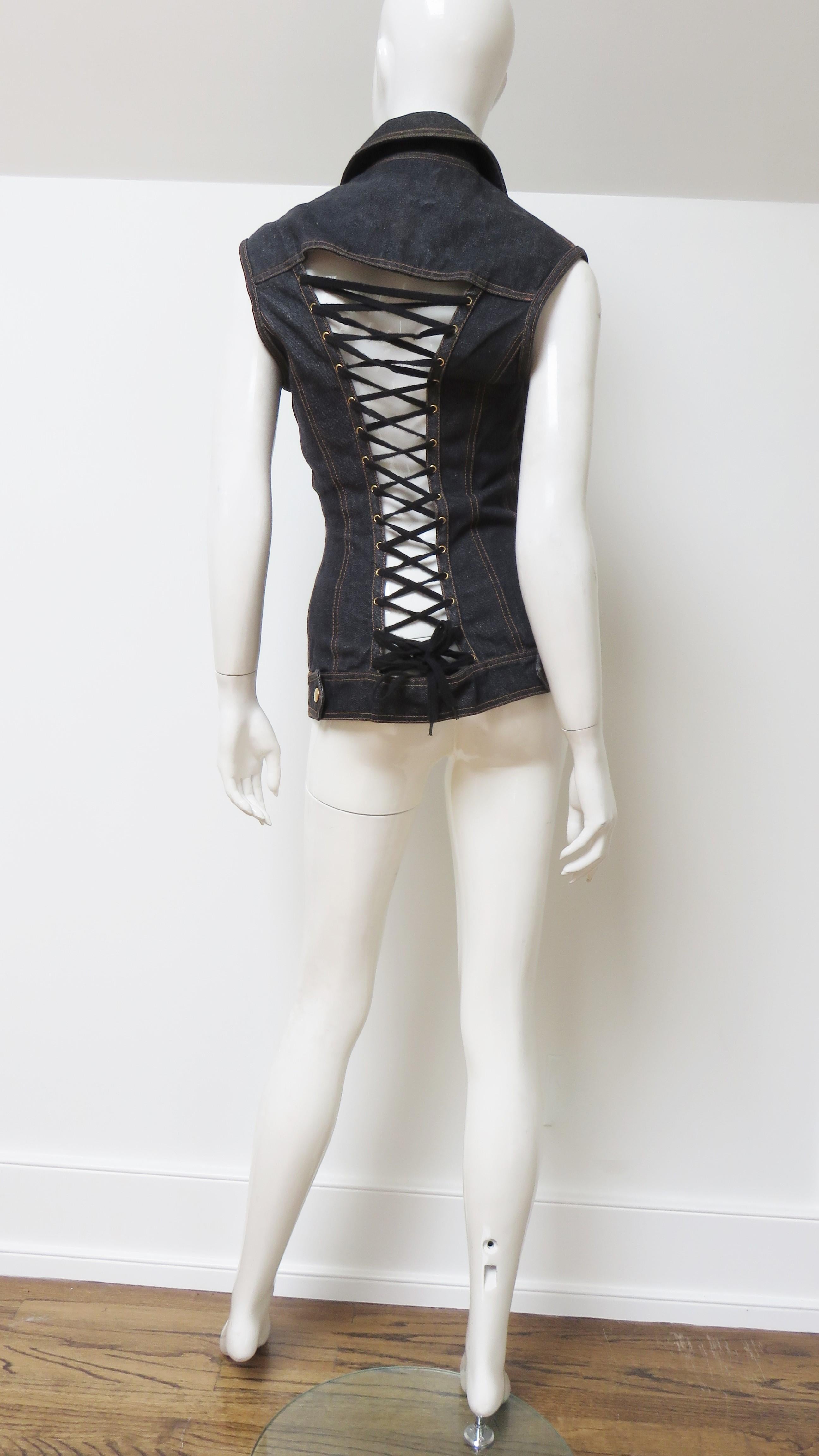 Gaultier Jeans, giacca in denim con lacci e laccetti in vendita 4