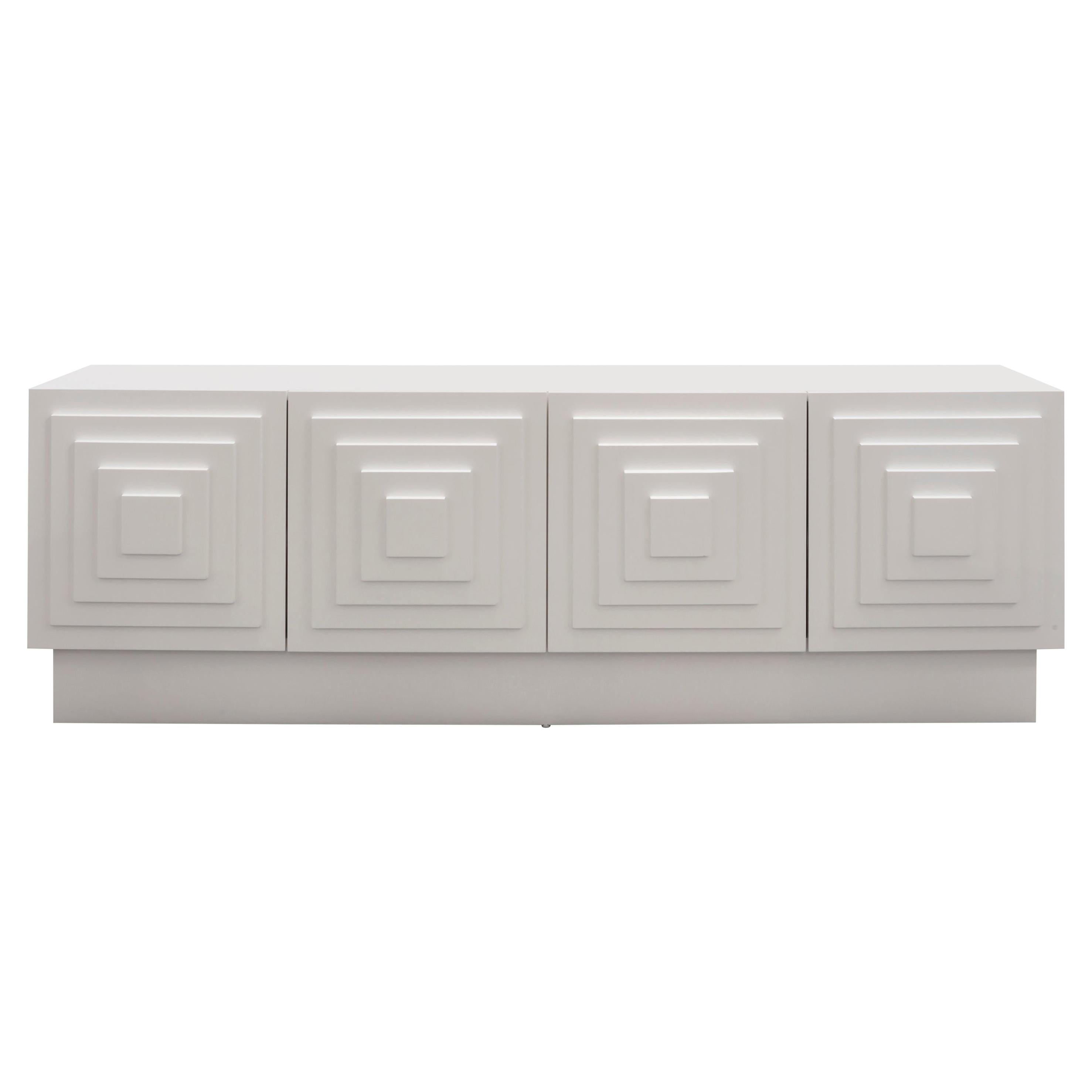 GAULTIER MEDIA CREDENZA - Modern Lacquer Cabinet with Concentric Square Design