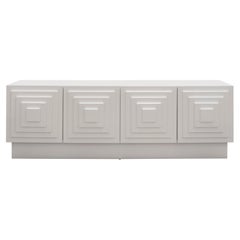GAULTIER MEDIA CREDENZA - Modern Lacquer Cabinet with Concentric Square Design