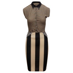 Gaultier Public Black & Beige Striped Skirt Set