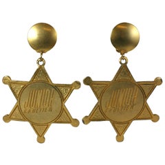 Retro Gaultier Sheriff Badge Earrings