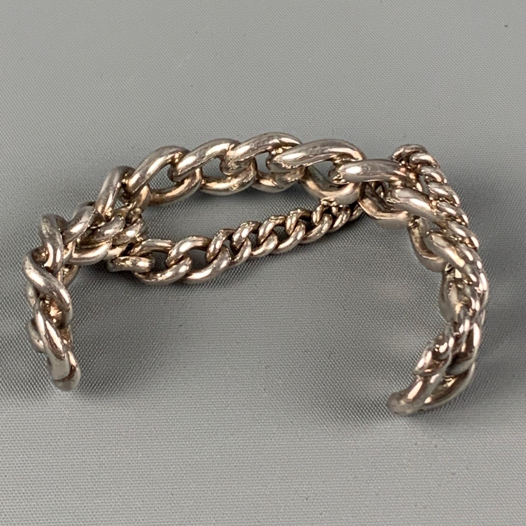 GAULTIER Silver Chain Link Metal Cuff Bracelet In Good Condition In San Francisco, CA