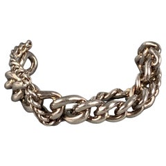 GAULTIER Silver Chain Link Metal Cuff Bracelet
