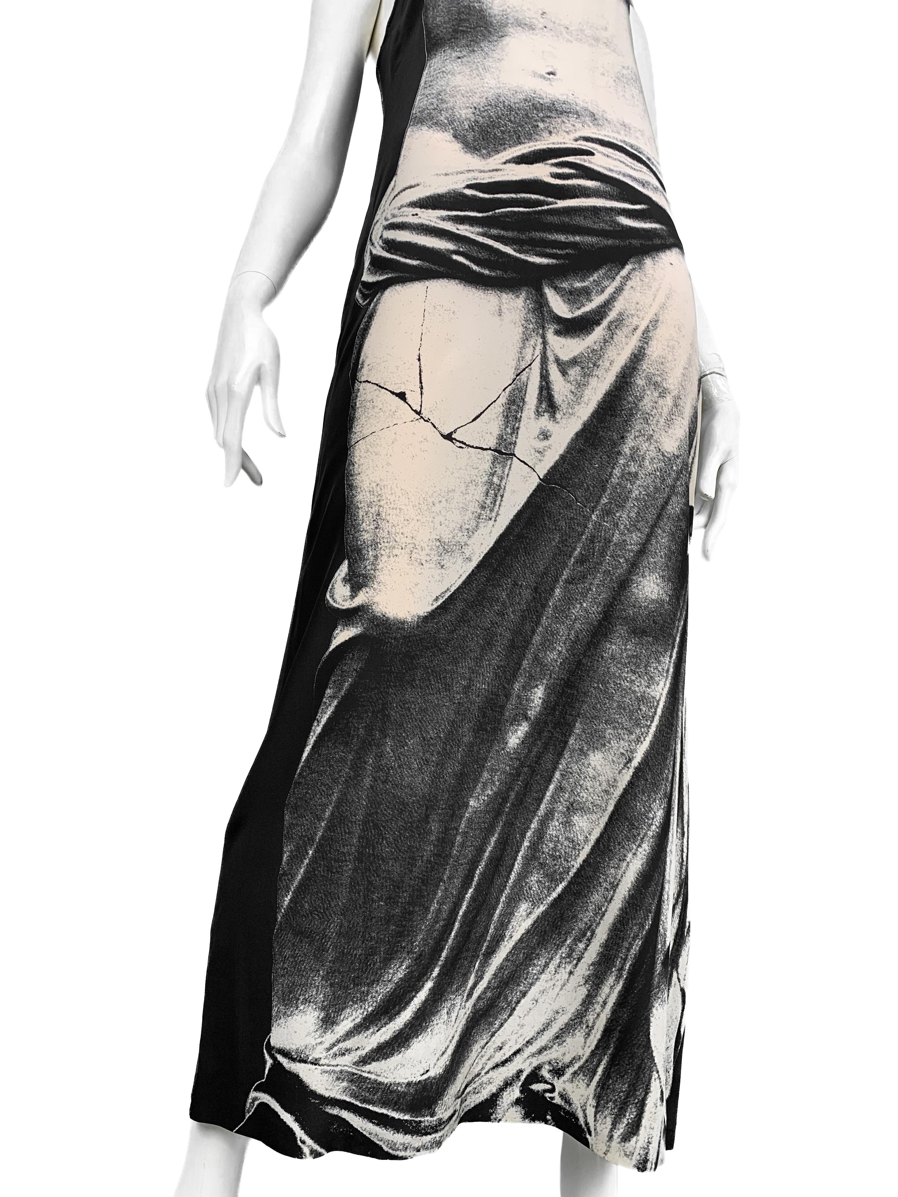 Gaultier Spring 1999 Runway Museum Greek Statue Silk Maxi Dress New w/o Tags In Excellent Condition In TARRAGONA, ES