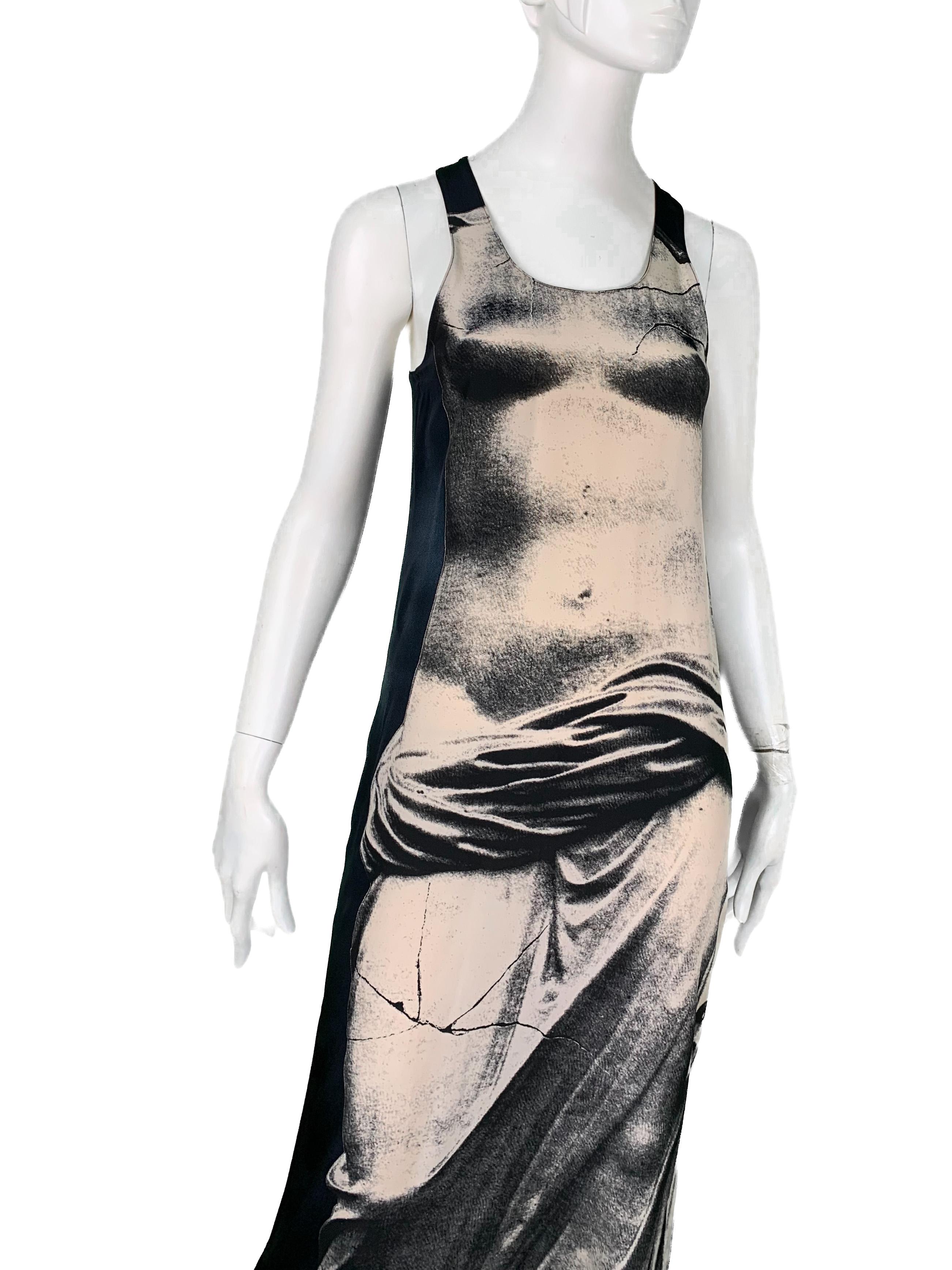 Women's Gaultier Spring 1999 Runway Museum Greek Statue Silk Maxi Dress New w/o Tags