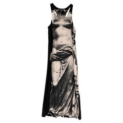 Robe longue en soie statue grecque de musée Gaultier, défilé printemps 1999, neuve avec étiquette