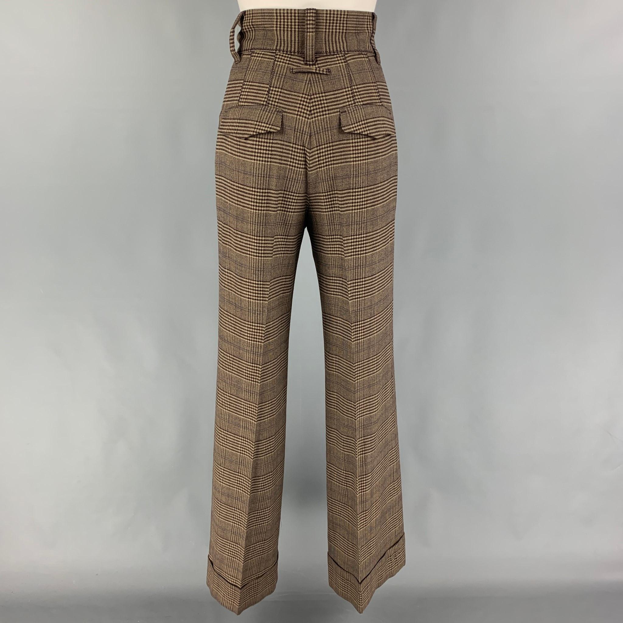 GAULTIER2 by JEAN PAUL GAULTIER Size 6 Brown Tan Wool Rayon High Waisted Pants In Good Condition In San Francisco, CA