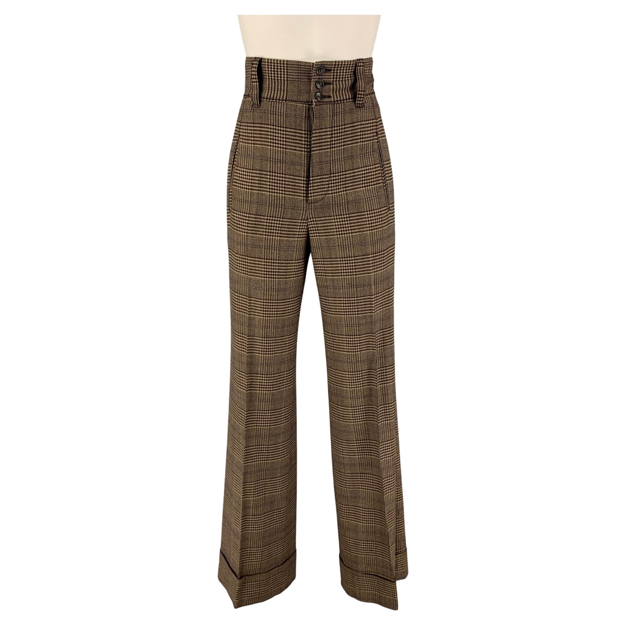 GAULTIER2 by JEAN PAUL GAULTIER Size 6 Brown Tan Wool Rayon High Waisted Pants