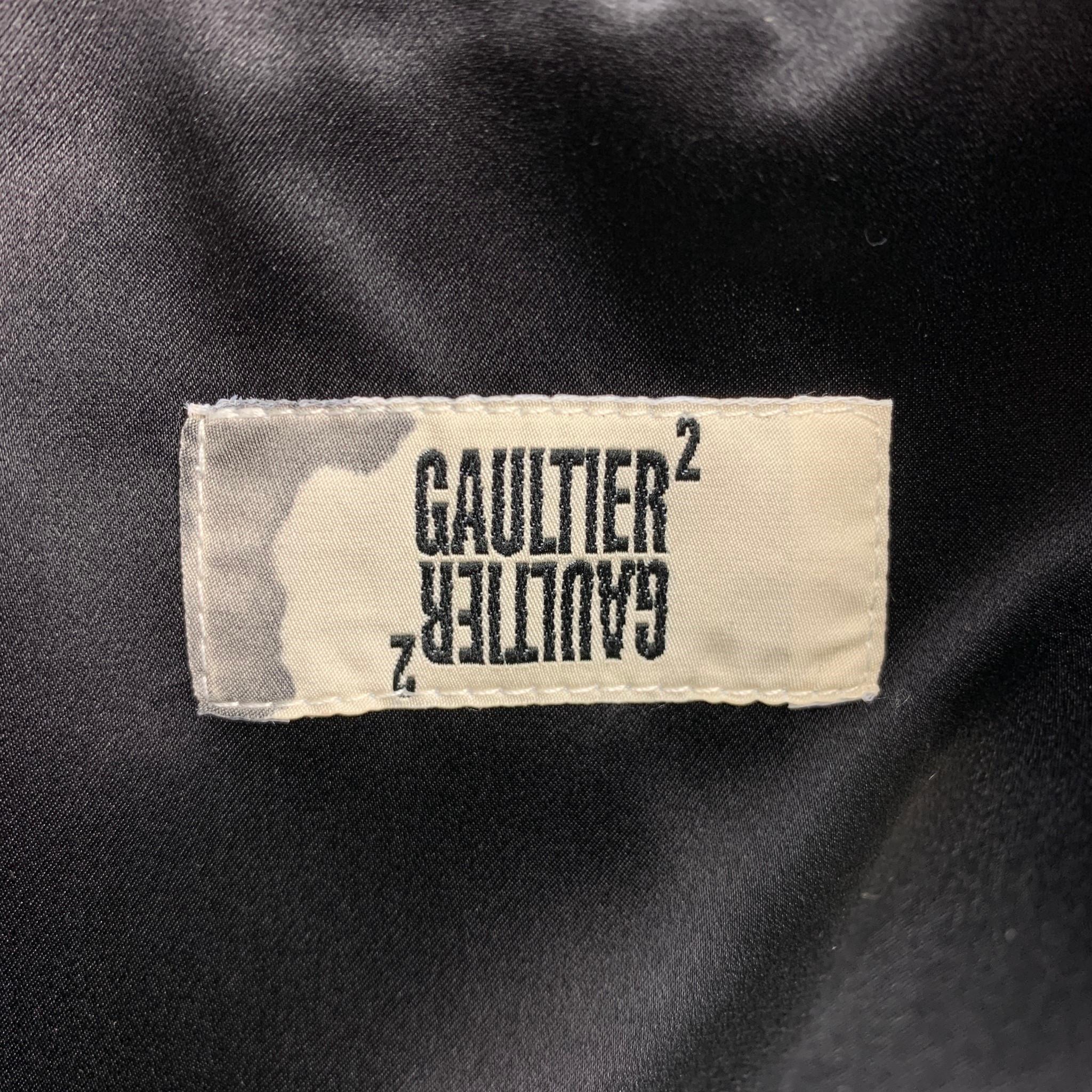 GAULTIER2 by JEAN PAUL GAULTIER Size 8 Black Leather Cropped Motorcycle Jacket 1