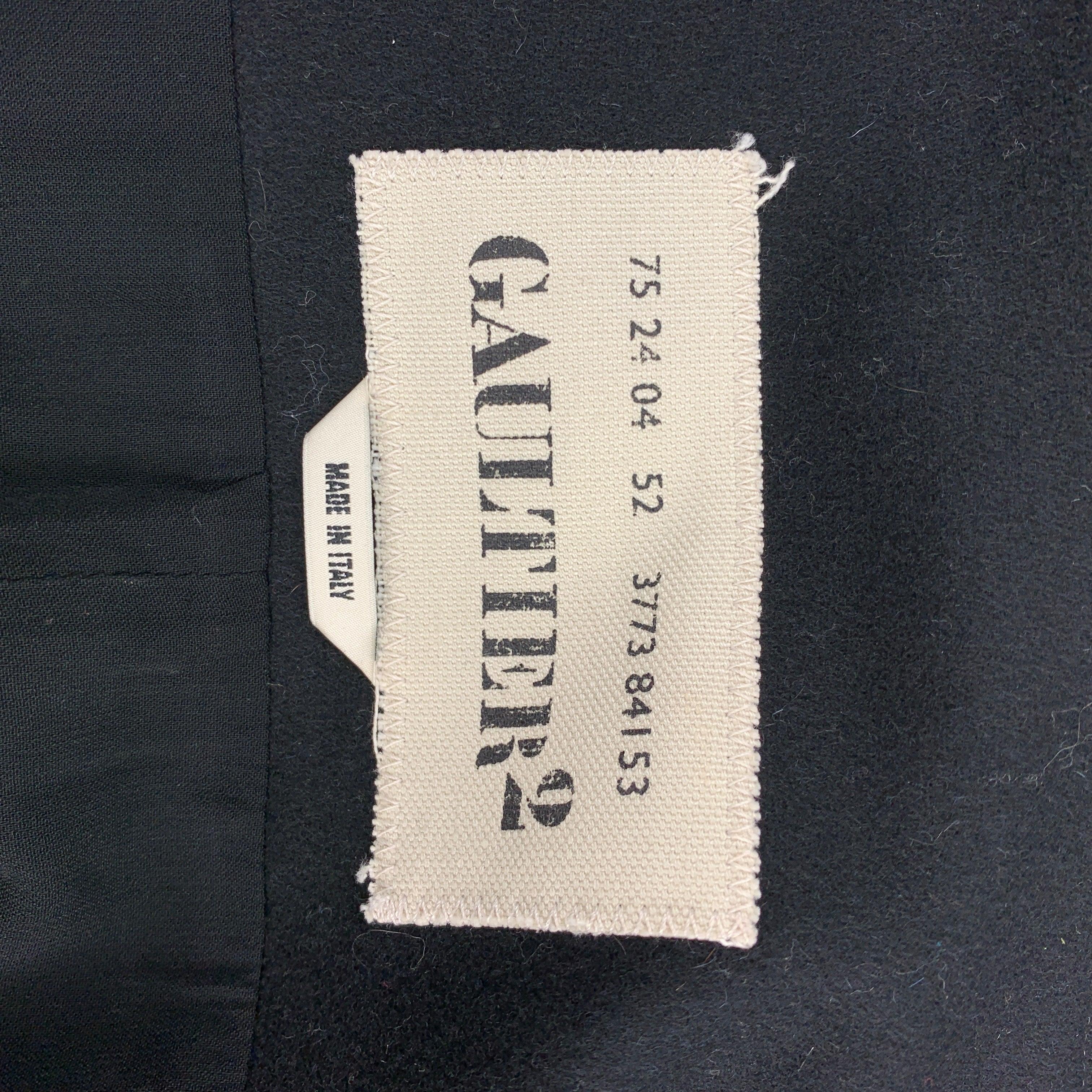 GAULTIER2 by Jean Paul Gaultier Size 8 Black Wool Blend Leather Trim Shift Dress 3