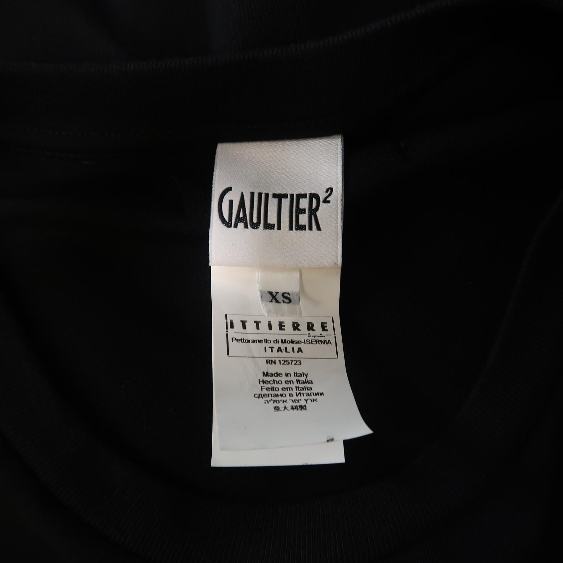 GAULTIER2 by JEAN PAUL GAULTIER Size XS Black Cotton Crew-Neck Slit Side T-shirt 3