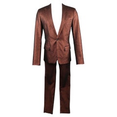 GAULTIER2 JEAN PAUL GAULTIER 38 Copper Metallic Sparkle Peak Lapel Skinny Suit