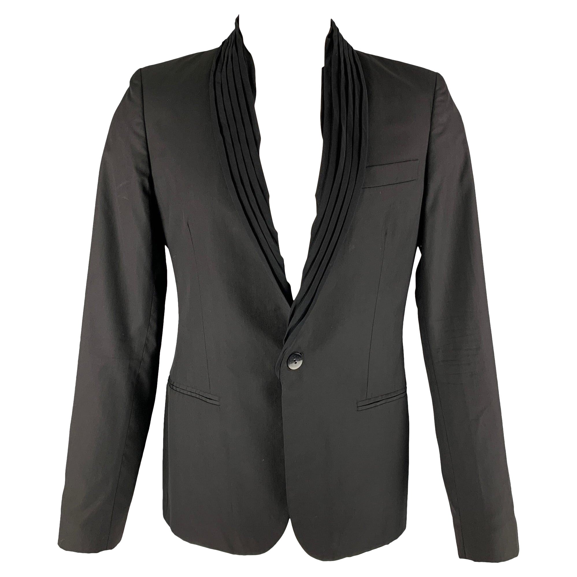 GAULTIER2 JEAN PAUL GAULTIER Taglia 38 Cappotto sportivo con collo a scialle in seta e lana nera