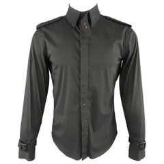 GAULTIER2 JEAN PAUL GAULTIER Size M Black Epaulet Trech Coat Style Shirt