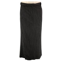 GAULTIER2 Size M Black White Stripe Wool Blend Skirt Overlay Dress Pants