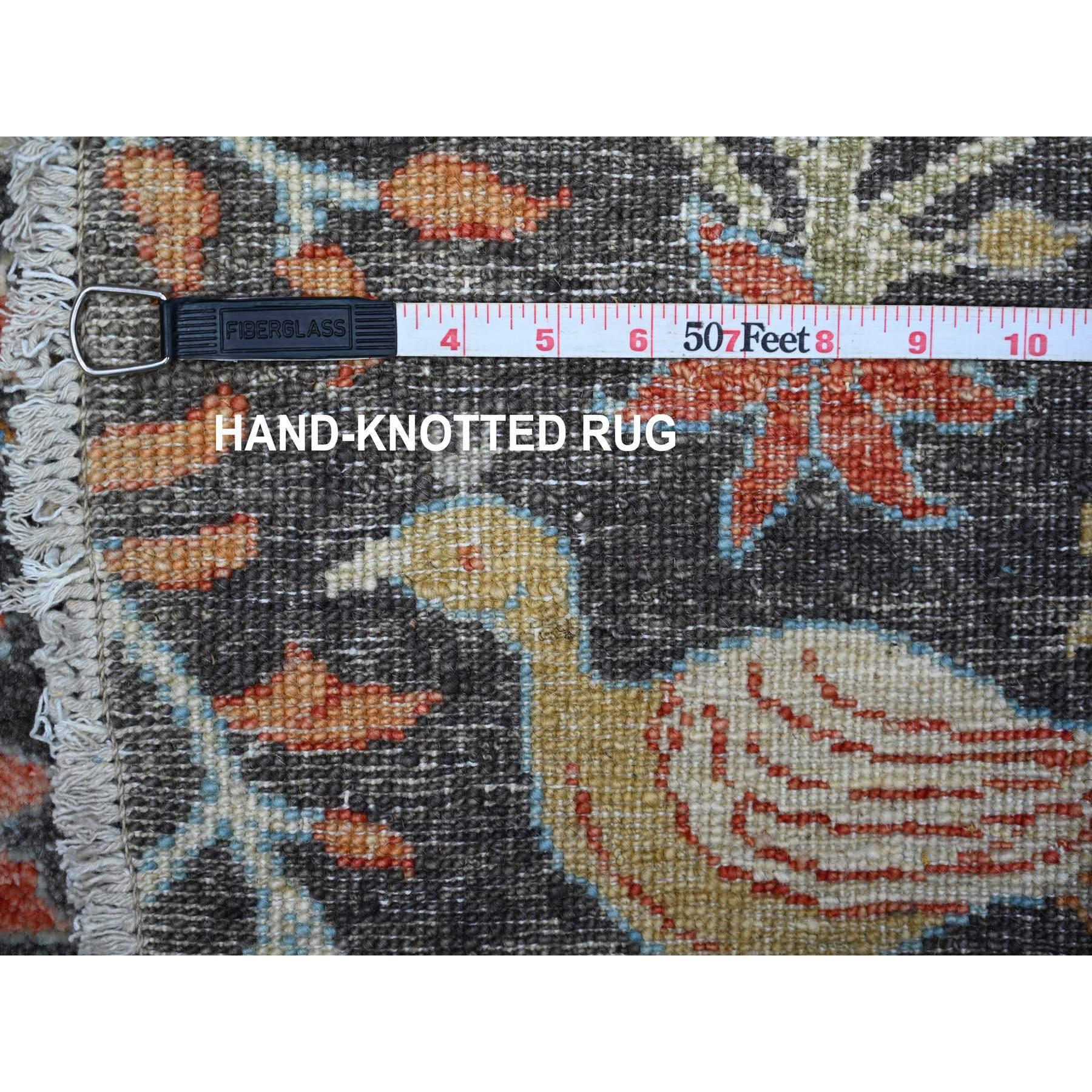 Gauntlet Gray Afghan Wool Hand Knotted Peshawar Oriental Round Rug Rug 7'11