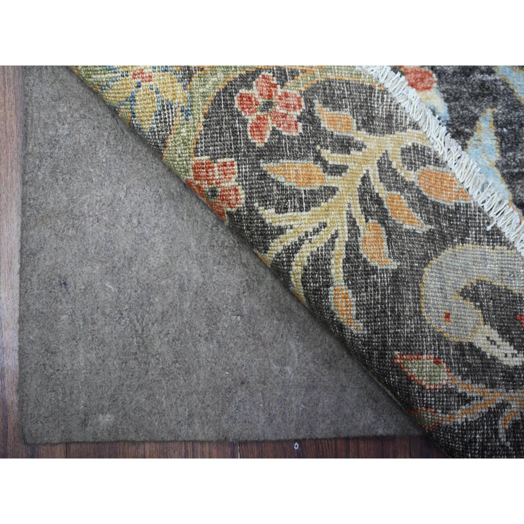 Afghano Gauntlet Gray Afghan Wool Hand Knotted Peshawar Oriental Round Rug Rug 7'11
