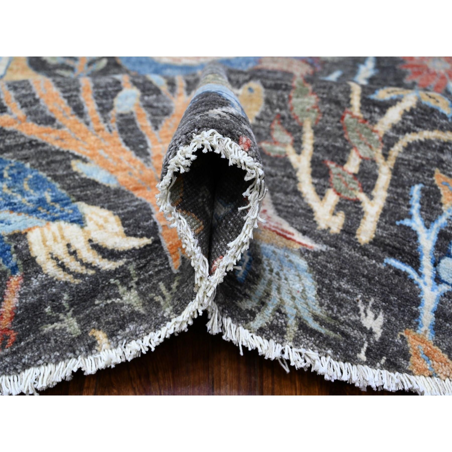 Annodato a mano Gauntlet Gray Afghan Wool Hand Knotted Peshawar Oriental Round Rug Rug 7'11