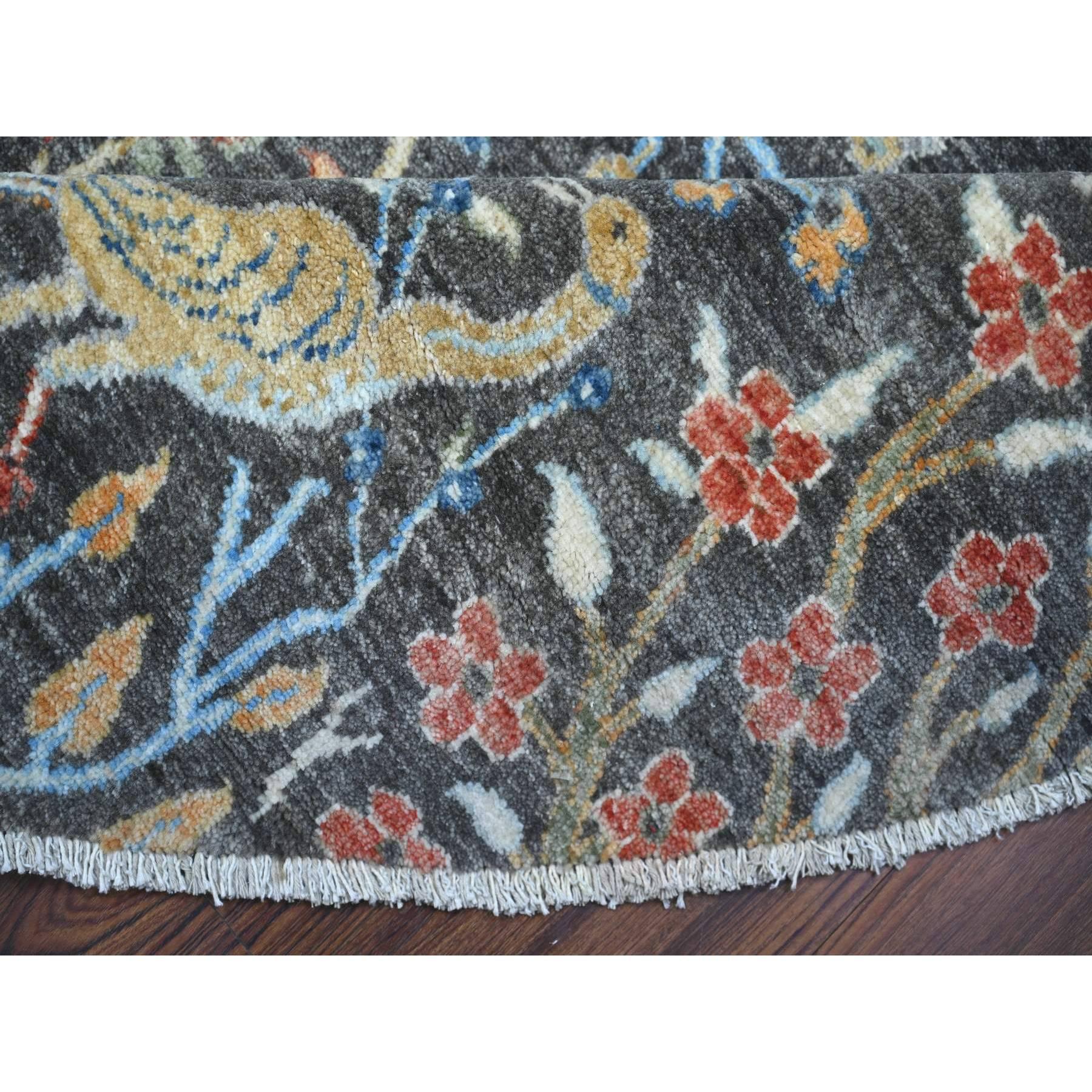 Gauntlet Gray Afghan Wool Hand Knotted Peshawar Oriental Round Rug Rug 7'11
