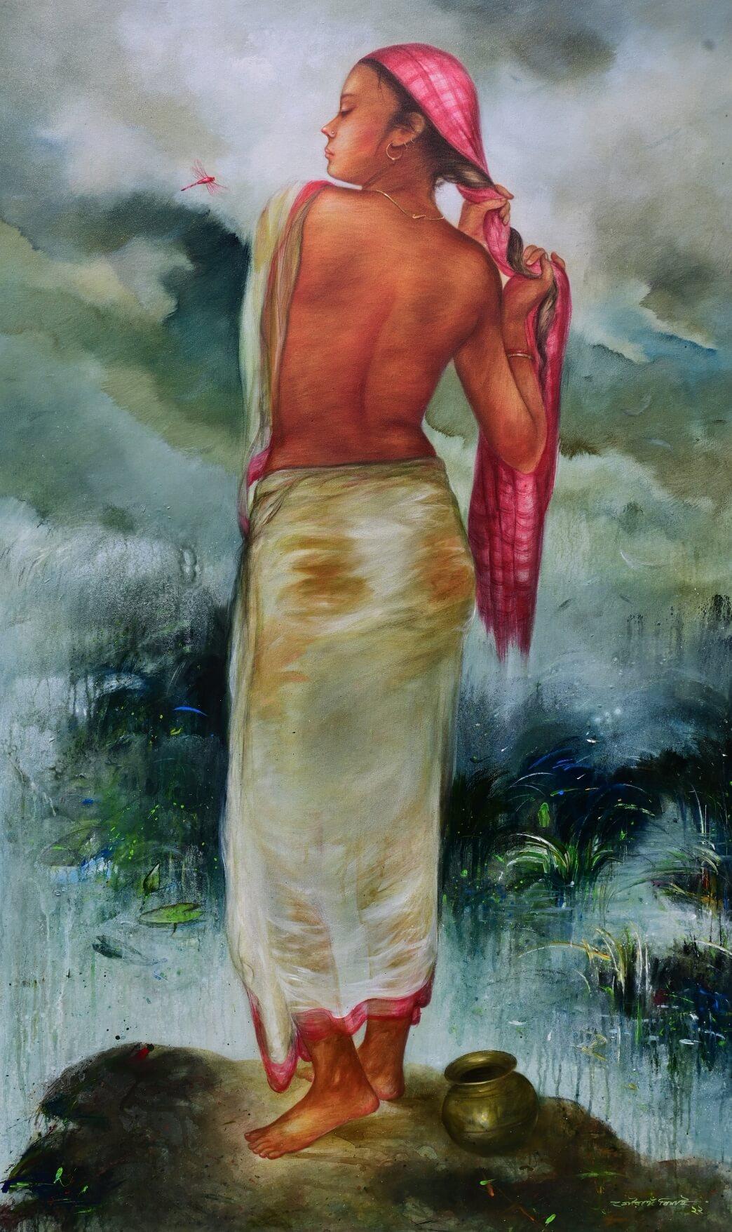 wet saree painting
