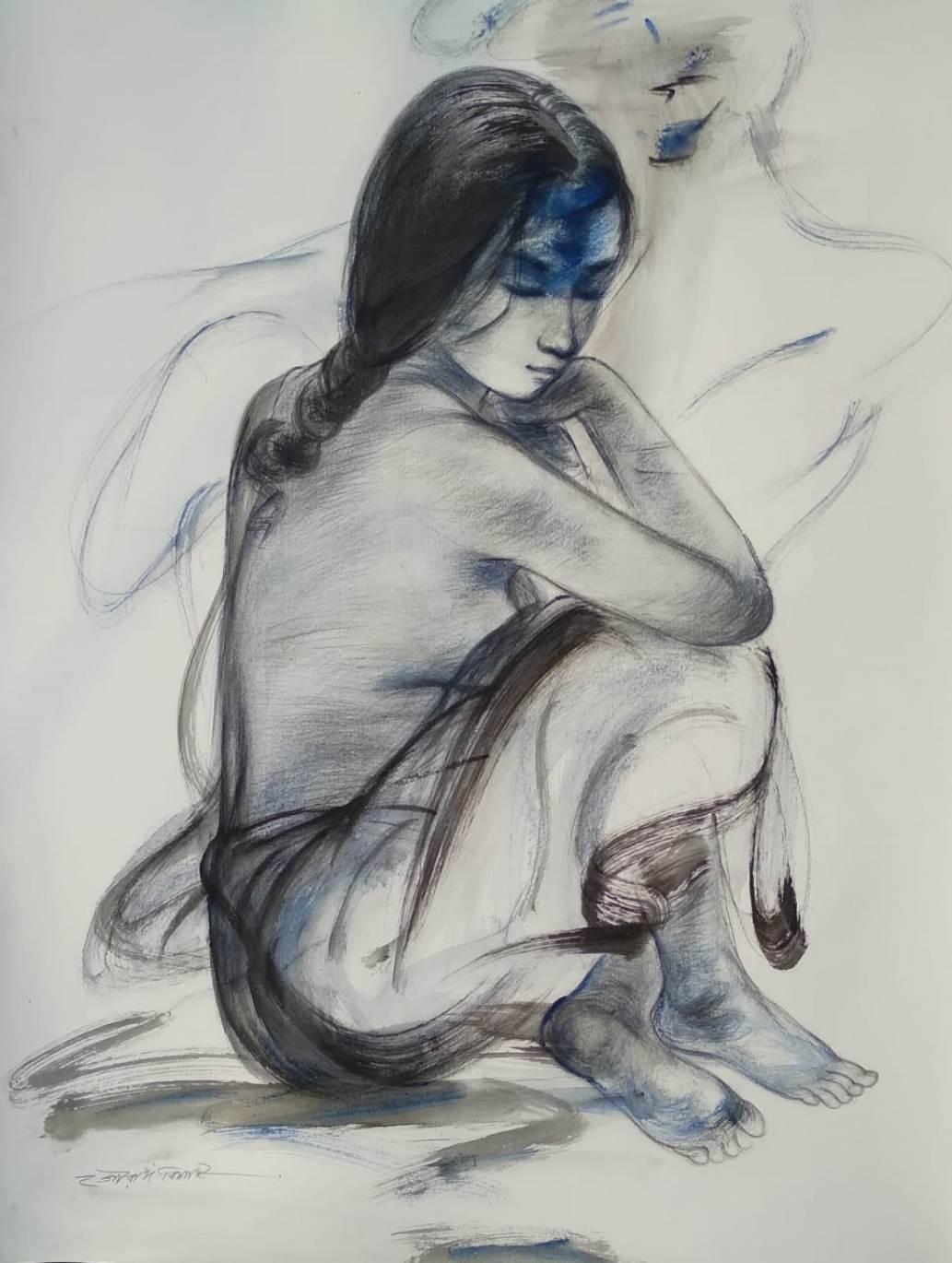 Gaurango Beshai  Figurative Painting - Untitled, Mixed Media on Paper by Contemporary Artist “In Stock”