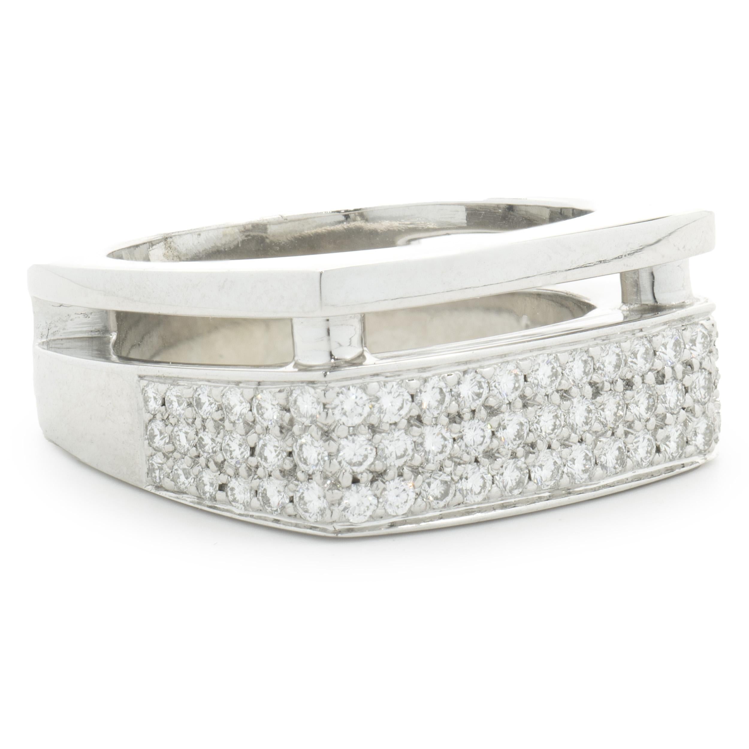 Gauthier 14 Karat White Gold Pave Diamond Split Structure Ring In Excellent Condition For Sale In Scottsdale, AZ