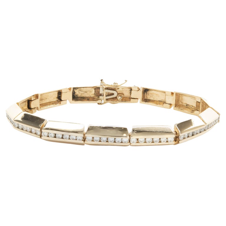 Gauthier 14 Karat Yellow Gold Channel Set Diamond Inline Bracelet For ...